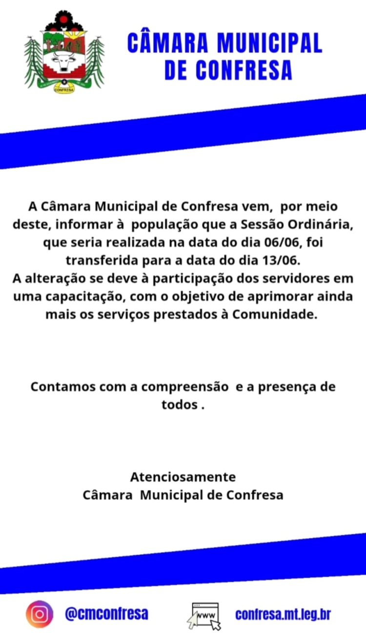 Comunicado de altera&ccedil;&atilde;o na data  de realiza&ccedil;&atilde;o da 9&ordf; Sess&atilde;o Ordin&aacute;ria do ano de 2025