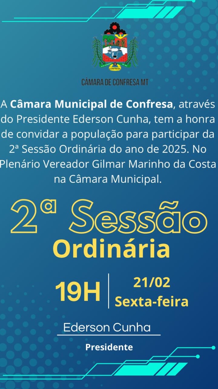 Convite para 2&deg; SESS&Atilde;O ORDIN&Aacute;RIA 2025